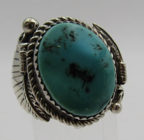 "LT" TURQUOISE RING STERLING SILVER SIZE 11