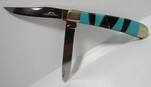 NAVAJO ED CHISCHILLY TURQUOISE POCKET KNIFE