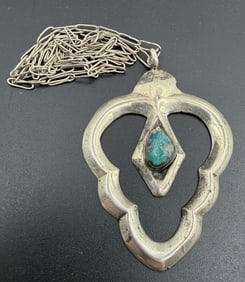 TUFA SAND CAST STERLING TURQUOISE NECKLACE