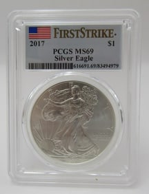 2017 CERTIFIED $1 MS 69 SILVER EAGLE COIN