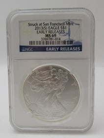 2013 CERTIFIED $1 MS 69 SILVER EAGLE COIN