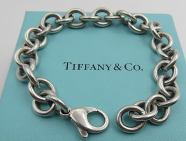 TIFFANY & CO 8" CHARM BRACELET STERLING SILVER 30G