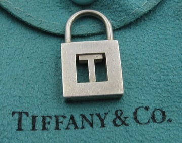 TIFFANY & CO T PADLOCK CHARM PENDANT STERLING SILV