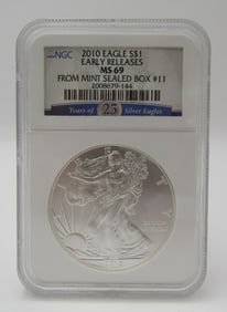 2010 CERTIFIED US $1 NGC MS 69 SILVER EAGLE COIN