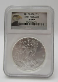 2012 CERTIFIED NGC US $1 MS 69 SILVER EAGLE COIN