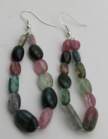 3" 50 CARAT TOURMALINE EARRINGS STERLING SILVER