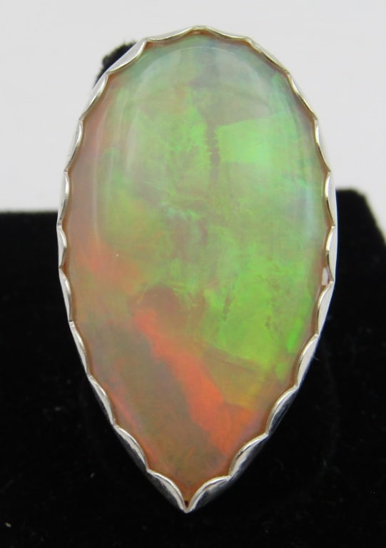 NATURAL 19CT FIRE OPAL RING STERLING SILVER (1 of 6)