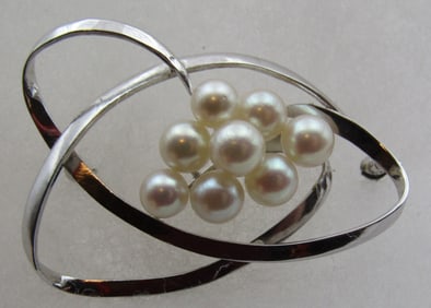 7MM AKOYA PEARL PIN STERLING SILVER BROOCH