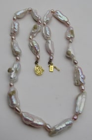 14K GOLD 20MM BAROQUE PEARL NECKLACE