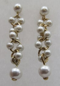 14K GOLD PEARL CLUSTER EARRINGS
