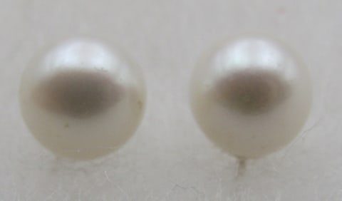 14K GOLD 7MM PEARL EARRINGS