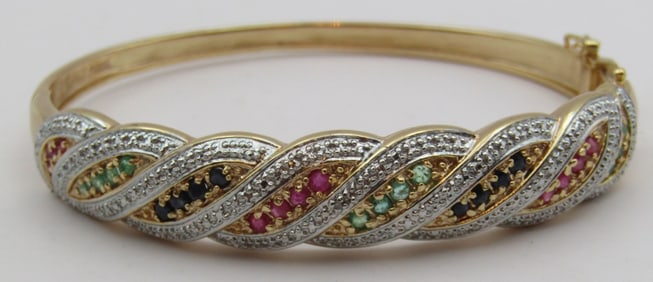 RUBY EMERALD SAPPHIRE BRACELET STERLING SILVER