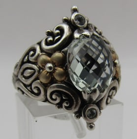 BARBARA BIXBY RING 18K GOLD STERLING SILVER QUARTZ