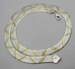 MILOR GOLD N STERLING SILVER 20" HERRINGBONE CHAIN