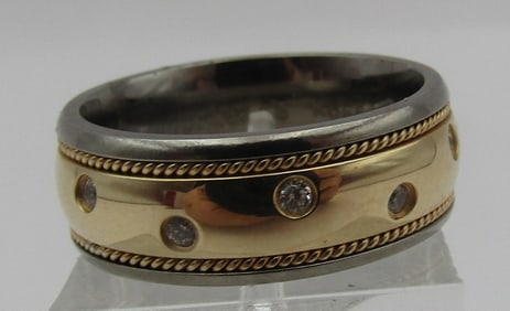 GENUINE 14K GOLD & TITANIUM RING ETERNITY BAND 4GR