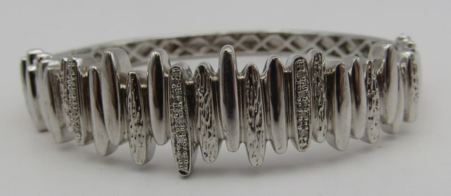 13 DIAMOND BANGLE BRACELET STERLING SILVER