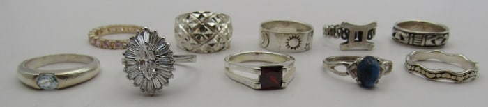10 RING: ALL STERLING SILVER SIZE 6 COLLECTION LOT