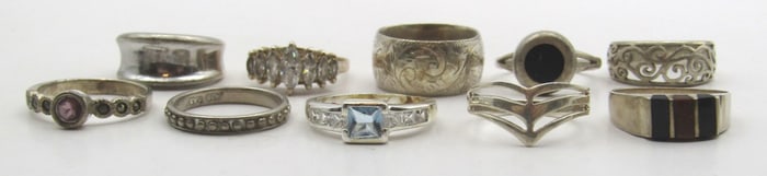 10 RINGS ALL STERLING SILVER SIZE 7 COLLECTION LOT