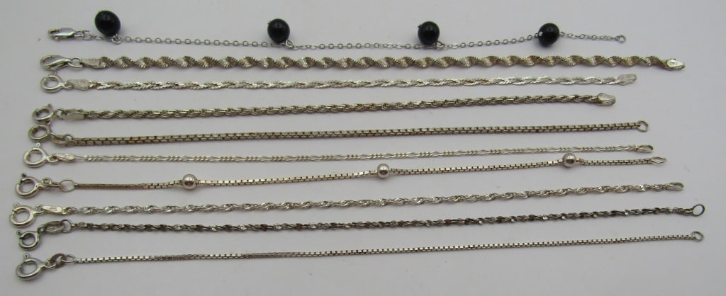 10 BRACELETS ALL STERLING SILVER COLLECTION LOT (1 of 2)