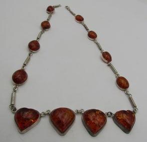 UTC AMBER 20" NECKLACE STERLING SILVER