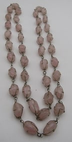 42" ROSE QUARTZ & STERLING SILVER NECKLACE
