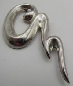 3" MODERN FREEFORM STERLING SILVER PIN BROOCH