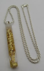 GOLD LEAF IN BOTTLE 18" STERLING SILVER ROPE CHAIN