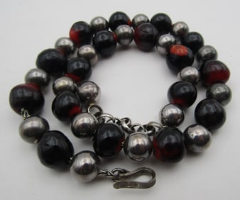 "KAMARI" 10MM STERLING SILVER BEAD 18" NECKLACE