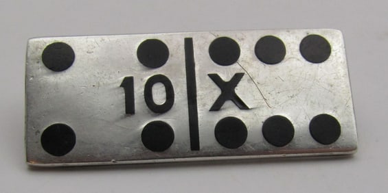 "AI" STERLING SILVER ENAMEL DOMINO PIN