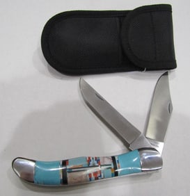 LARGE TURQUOISE 2 BLADE POCKET KNIFE