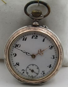 ANTIQUE 800 SILVER POCKET WATCH
