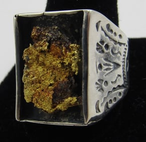 ALASKA SOLID GOLD NUGGET RING STERLING SILVER