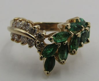 .75CT EMERALD .25CT DIAMOND RING 14K GOLD SIZE 6