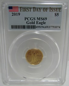 2019 UNC US 5 DOLLAR GOLD 1/10 EAGLE COIN MS69