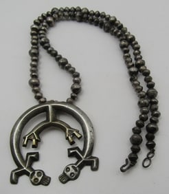 YEI RAINBOW MAN SQUASH BLOSSOM NECKLACE STERLING