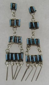 SOSEEAH NEEDLE POINT TURQUOISE EARRINGS STERLING