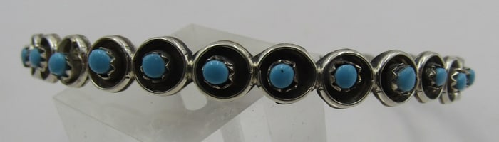 3" SNAKE EYE TURQUOISE BANGLE BRACELET STERLING