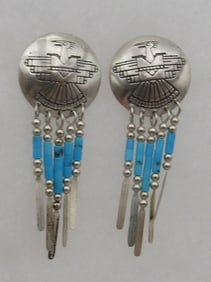 TK" TURQUOISE WATERFALL EARRINGS STERLING SILVER