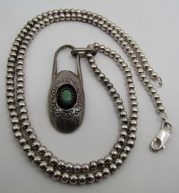 SHADOWBOX TURQUOISE BEAD NECKLACE STERLING SILVER