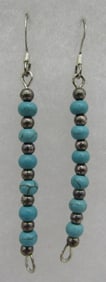 2" STERLING SILVER TURQUOISE BEAD EARRINGS