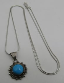 "RB" SLEEPING BEAUTY TURQUOISE NECKLACE STERLING