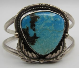 "MA" TURQUOISE CUFF BRACELET STERLING SILVER