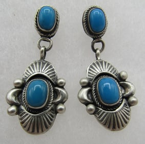 "CLARK" TURQUOISE EARRINGS STERLING SILVER