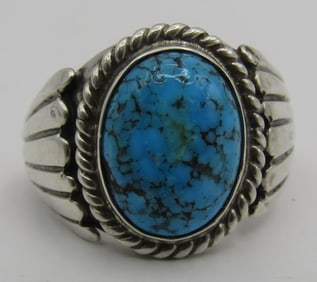 HASTEEN TURQUOISE RING STERLING SILVER SIZE 15