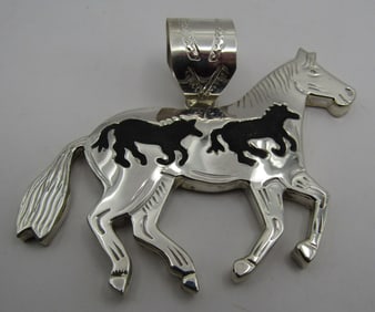 3" MARIANO HORSE NECKLACE PENDANT STERLING SILVER