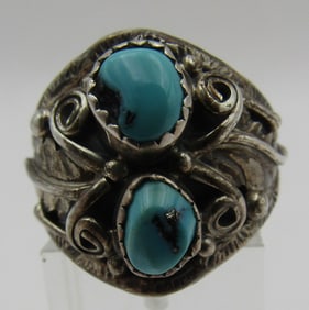 SAMPSON YAZZIE TURQUOISE RING STERLING SILVER
