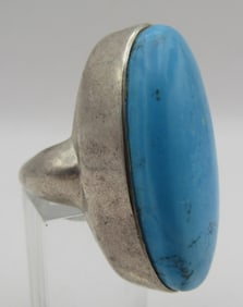 GIANT TURQUOISE RING STERLING SILVER SIZE 8