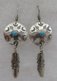 JEFF JAMES TURQUOISE EARRINGS STERLING SILVER