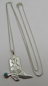 BRUCE CHEE TURQUOISE BOOT NECKLACE STERLING SILVER