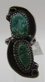 VERY OLD NATURAL TURQUOISE RING STERLING SILVER